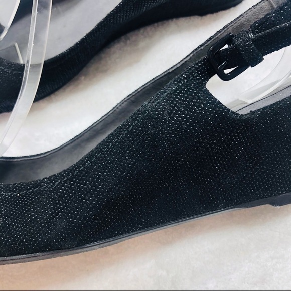 Stuart Weitzman 🔥SALE🔥 black peep toe wedge sandals sz 8 - Picture 8 of 14